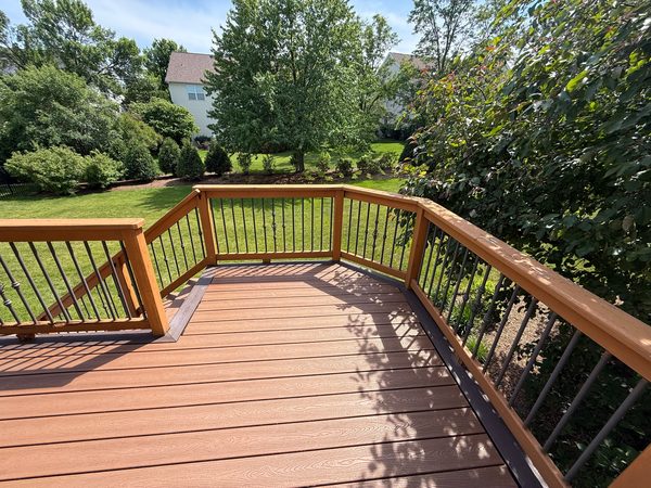Deck with Cedar Rails and Black Balusters