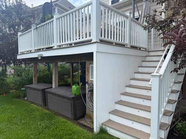 Raised Deck and Staircase, Trimmed in White