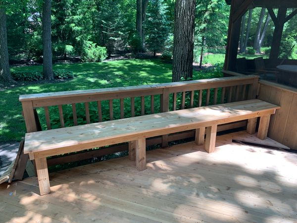 Cedar Wraparound Deck with Built-In Benches